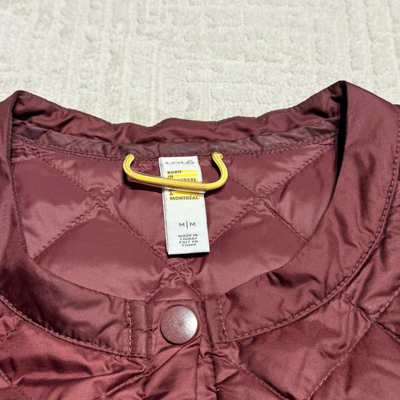 Lole Quilted Down Puffer Jacket with snap buttons Burgundy & Navy Jacket W’s Med - Picture 6 of 12